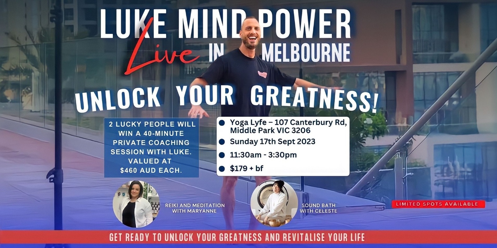 Banner image for LIVE EVENT -  UNLOCK YOUR GREATNESS  with LUKE MIND POWER 