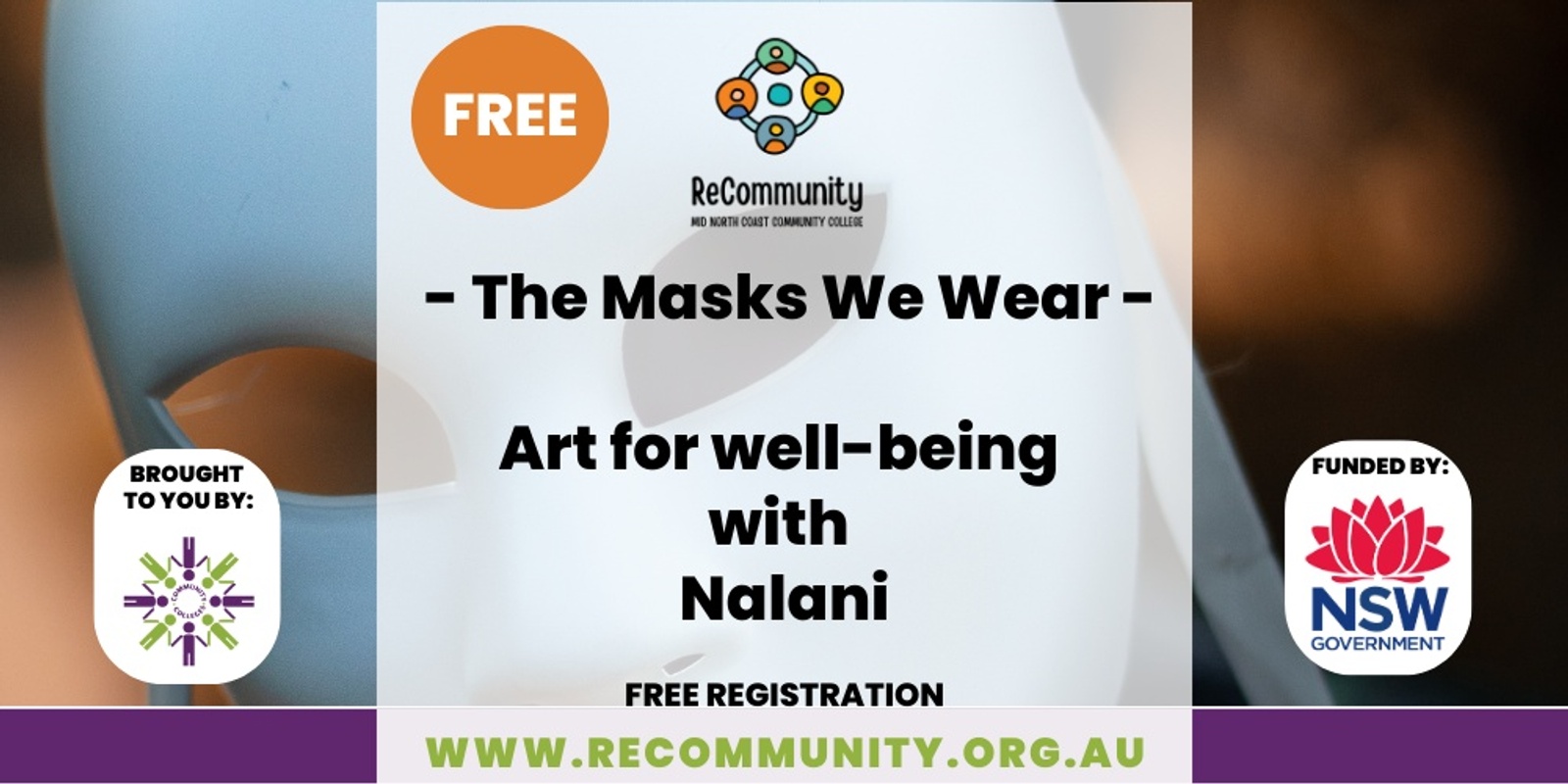 Banner image for The Masks We Wear - Art for Wellbeing with Nalani | PORT MACQUARIE