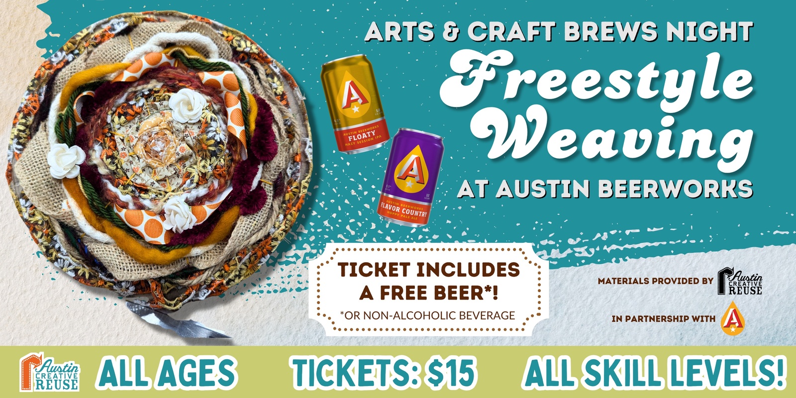 Banner image for Arts & Craft Brews Night at Austin Beerworks: Freestyle Weaving