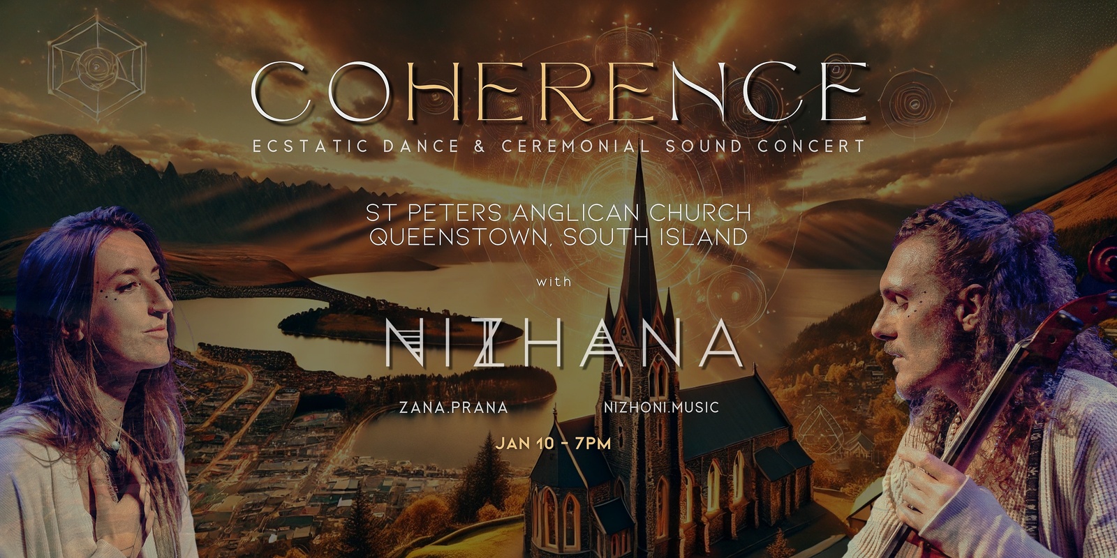 Banner image for COHERENCE Queenstown ─ Ecstatic Dance & Ceremonial Concert w/ NIZHANA