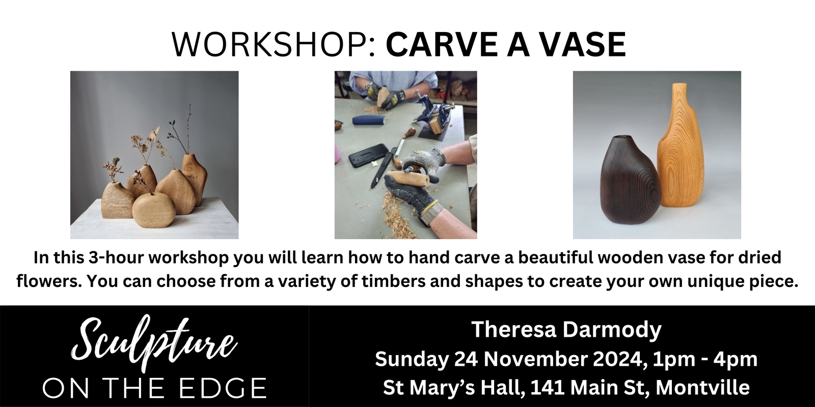 Banner image for Workshops 2024 - Sunday 24 November (PM) - Theresa Darmody - Carve a Vase