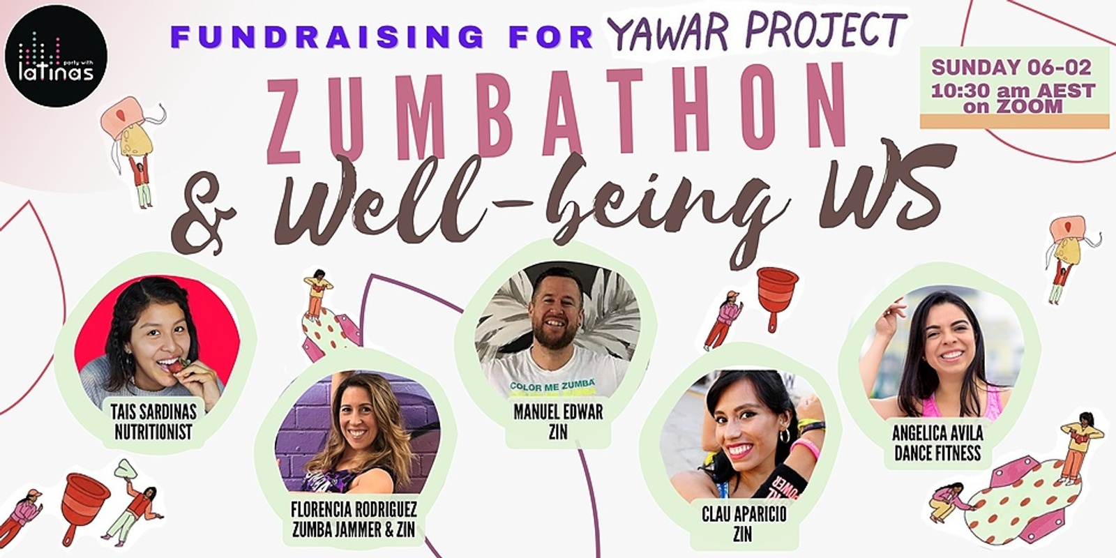 Banner image for Prueba of Fundraising for Yawar Project: Zumbathon & Well-being WS