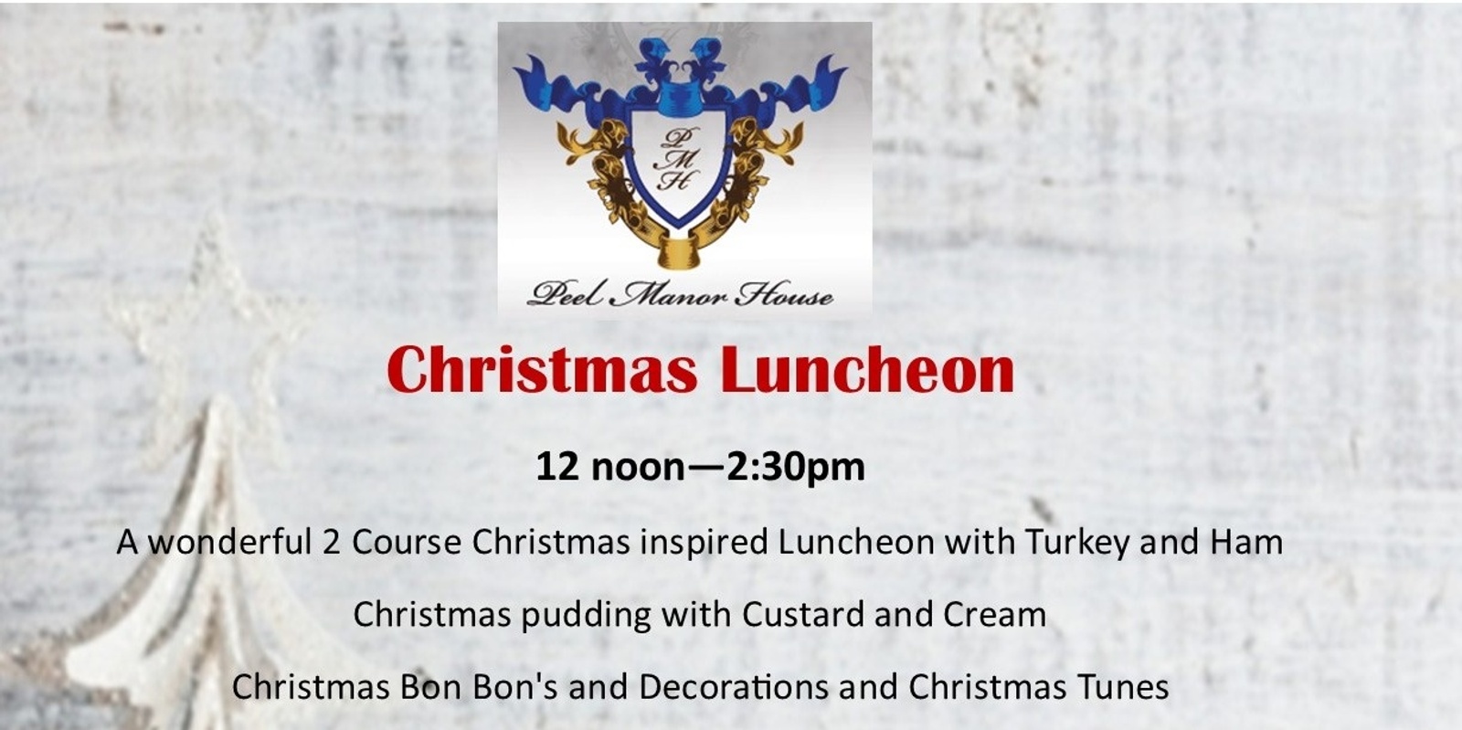 Banner image for Xmas Inspired Luncheon Thursday 21st November - 12.00pm Sitting