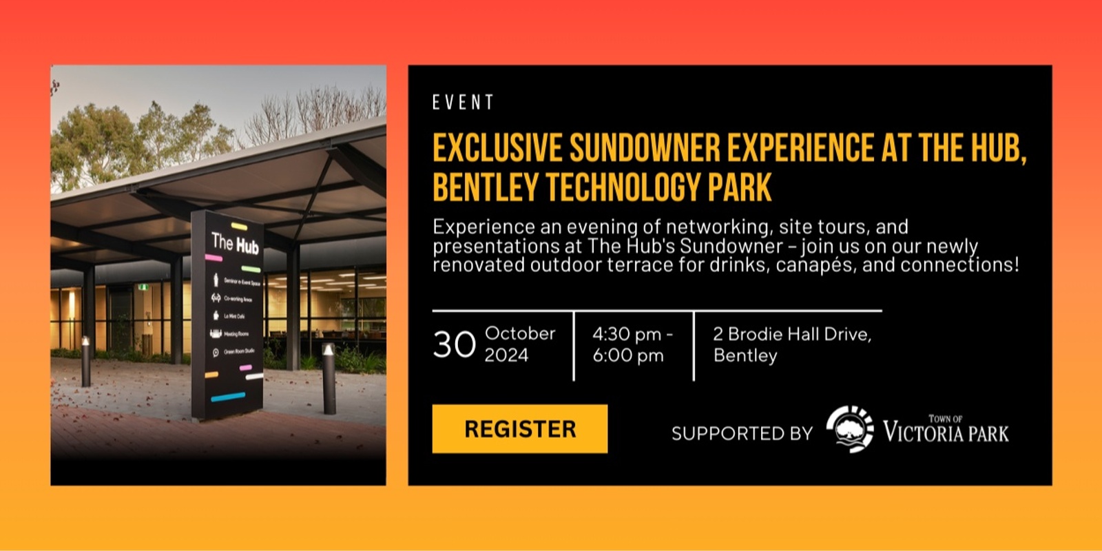 Banner image for Exclusive Sundowner Experience at The Hub, Bentley Technology Park