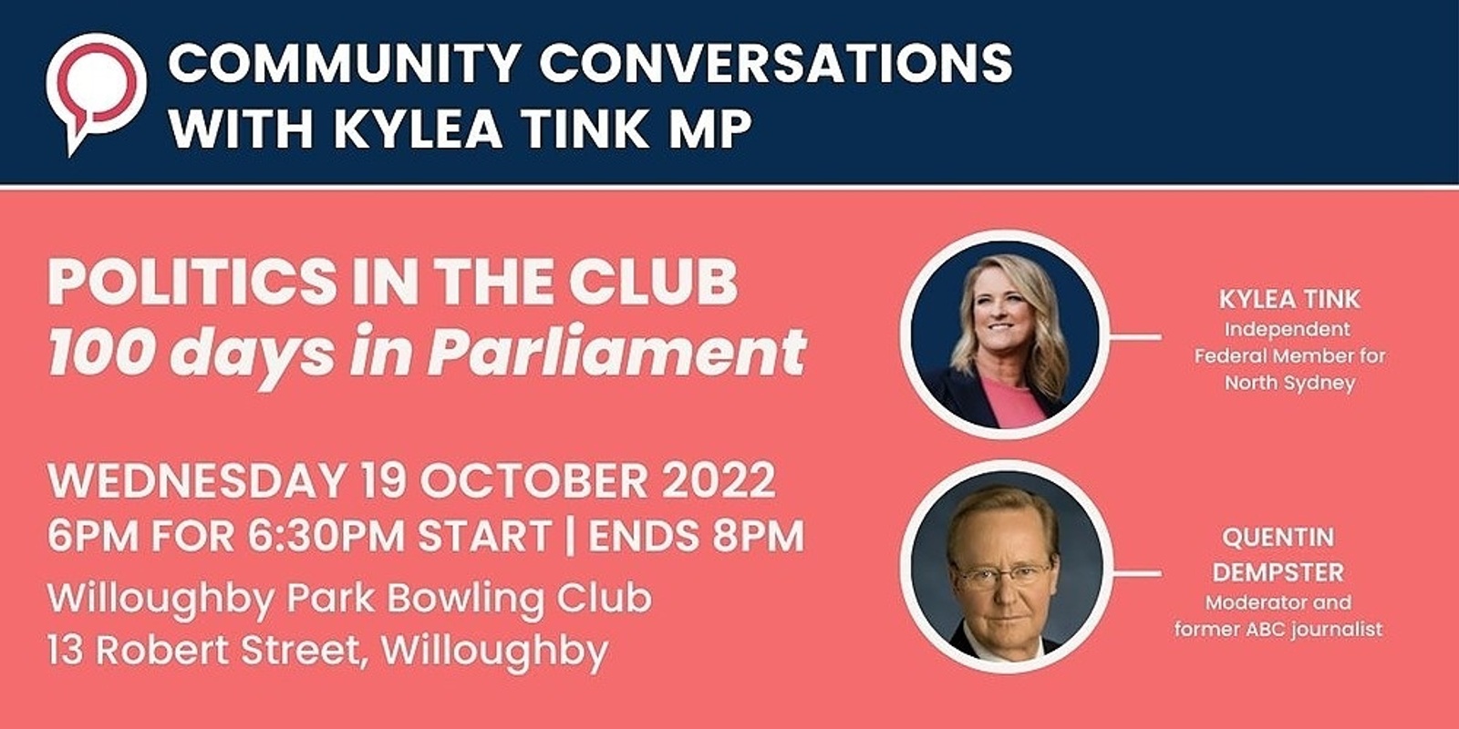 Banner image for Politics in the Club with Kylea Tink MP