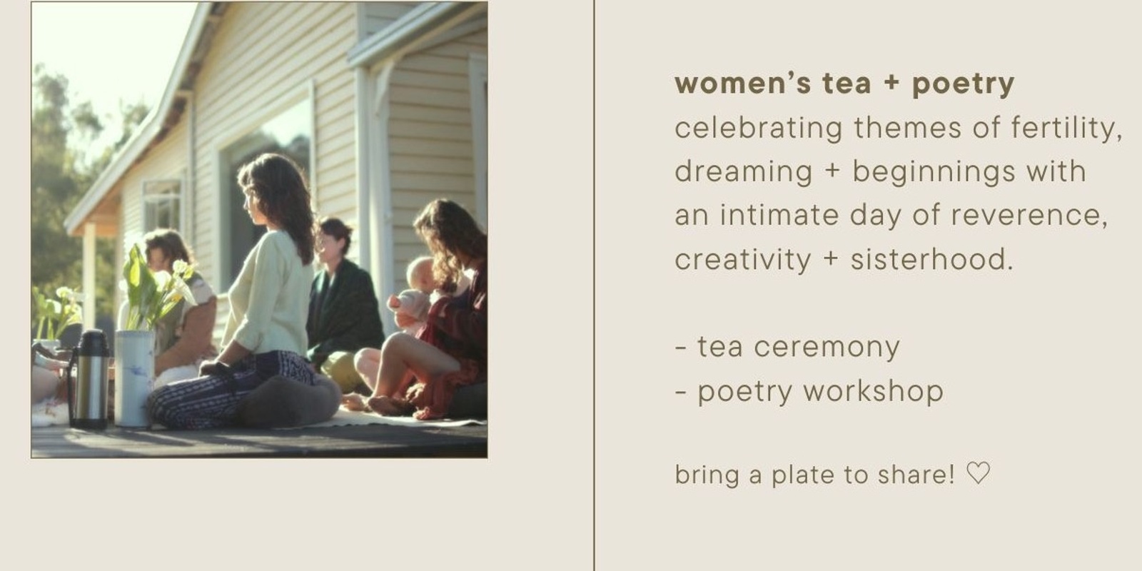 Banner image for Women's Tea Ceremony + Poetry w/ Nico