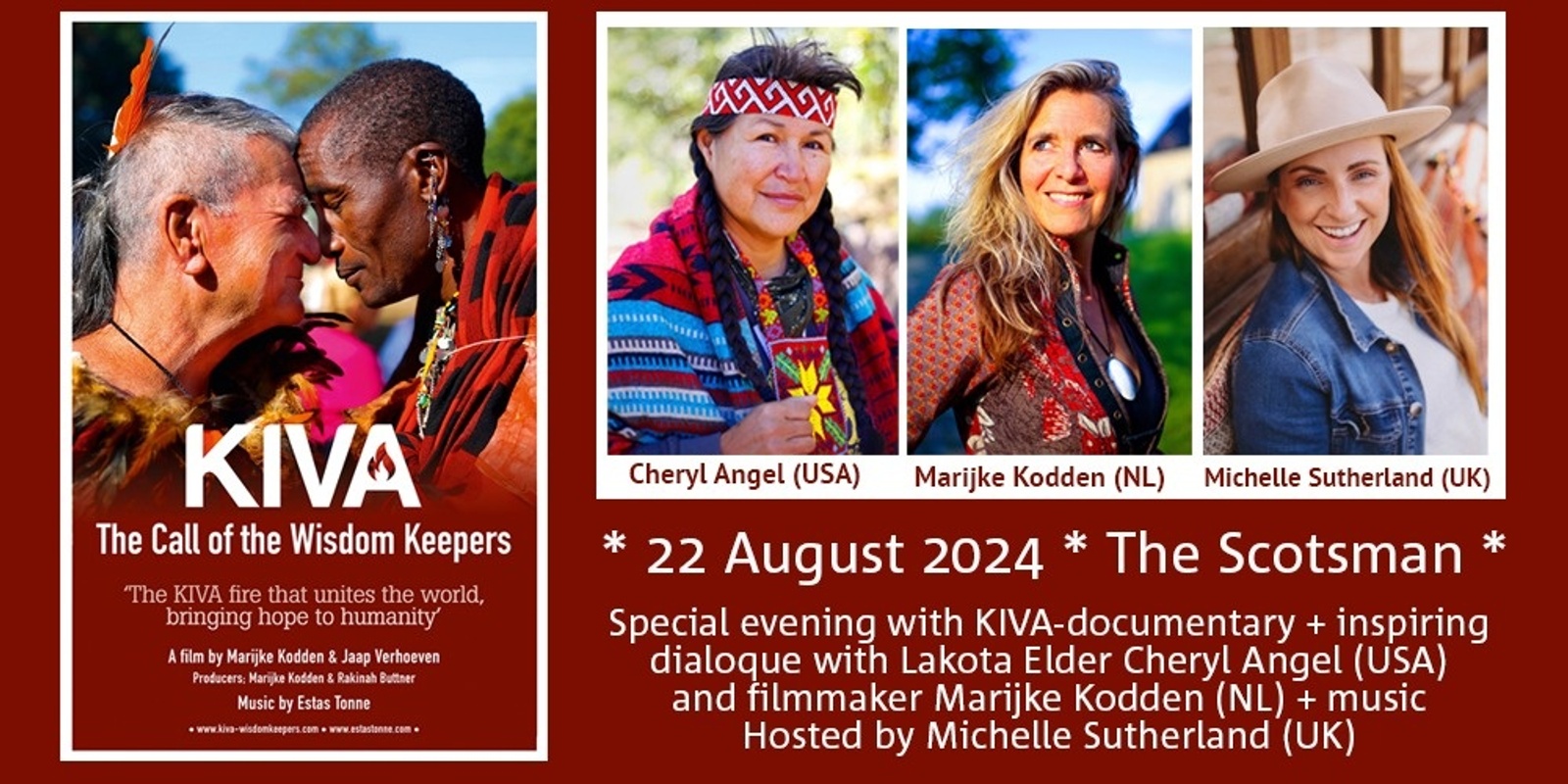 Banner image for Documentary Screening - Kiva The Call of the Wisdom Keepers with Wisdom Keeper Cheryl Angel + Music & Meditation (EDINBURGH)