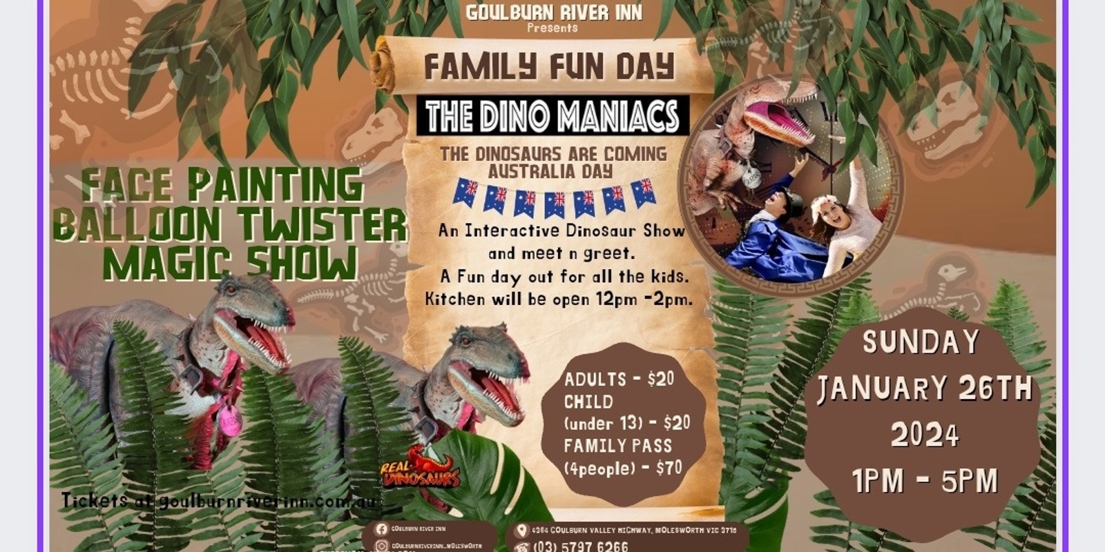Banner image for THE "DINOMANIACS "FAMILY FUN DAY 