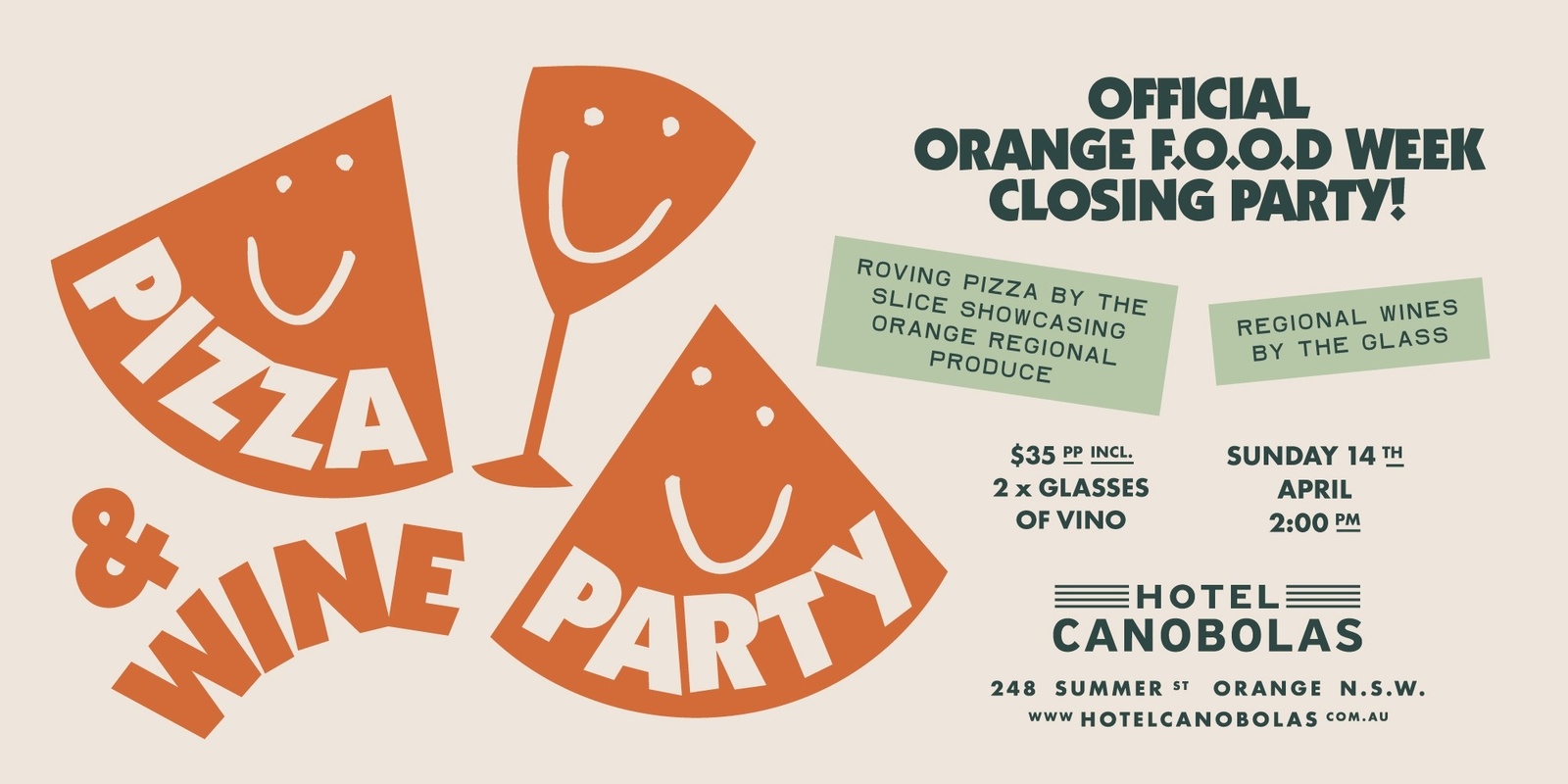 Banner image for Official Orange F.O.O.D Week Closing Pizza & Wine Party! 