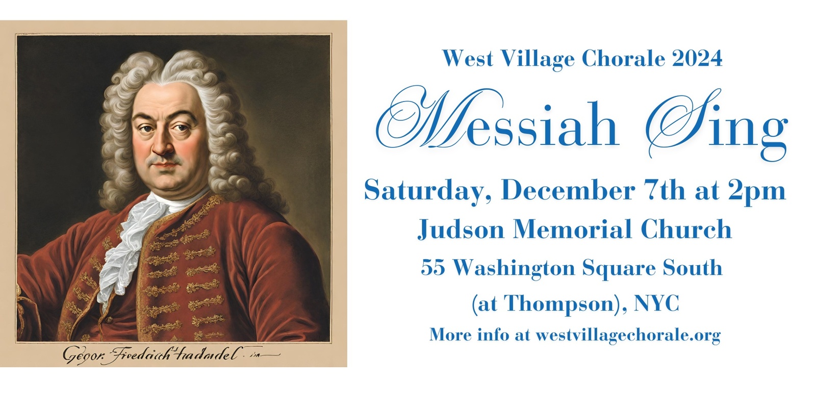 Banner image for West Village Chorale 2024 "Messiah" Sing