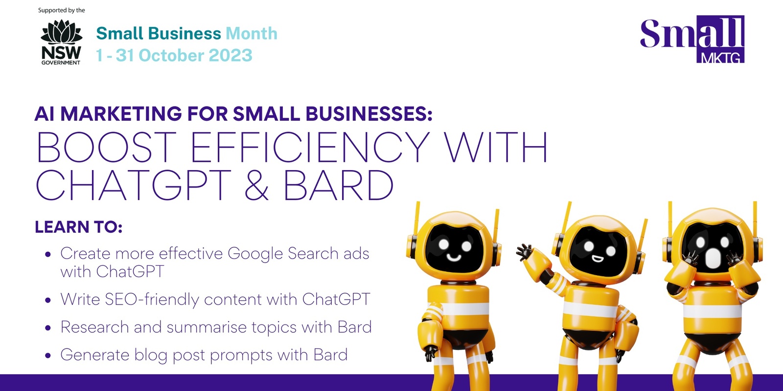 Banner image for AI marketing for small businesses: Boost efficiency with ChatGPT & Bard