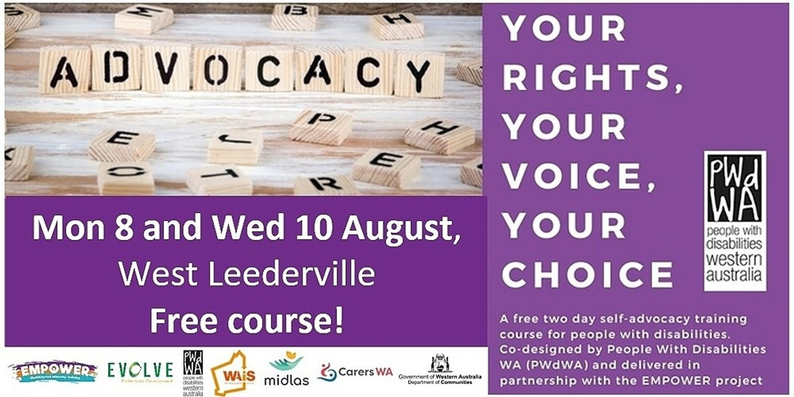 Banner image for Your Rights, Your Voice, Your Choice - Self Advocacy Course