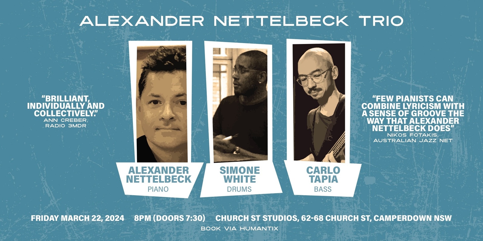 Banner image for Alexander Nettelbeck Trio live in concert at Church St Studios