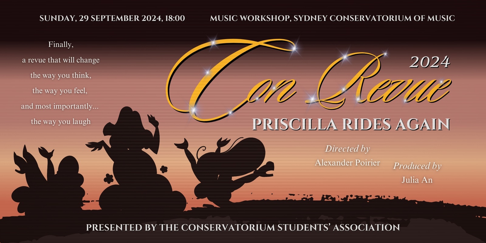 Banner image for Sydney Con Revue 2024: Priscilla Rides Again - POSTPONED UNTIL 2025