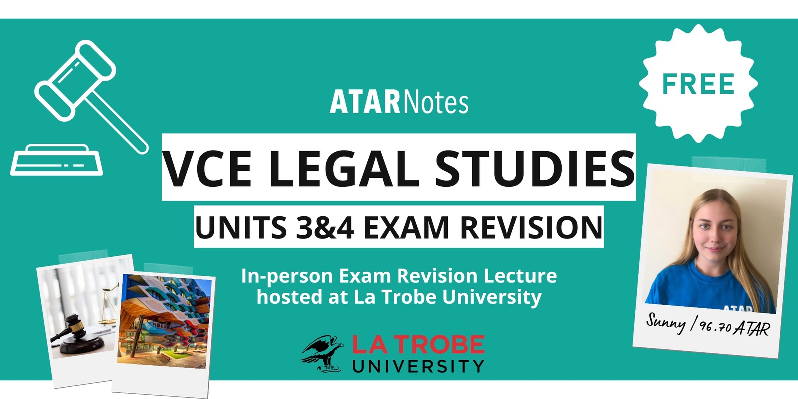 Banner image for VCE Legal Studies 3&4 Exam Cram Lecture FREE