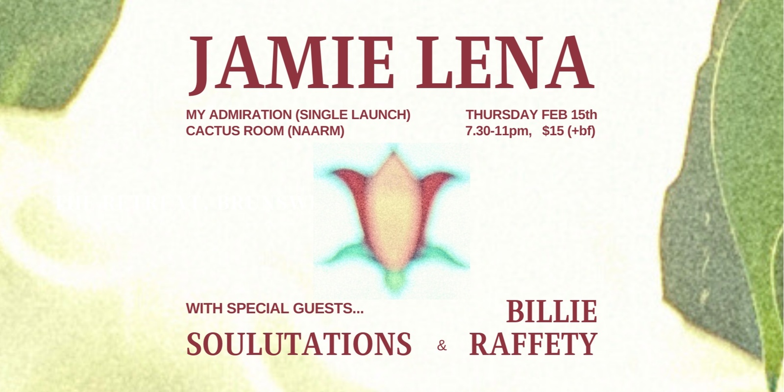 Banner image for JAMIE LENA - My Admiration single launch (Naarm) w Billie Raffety & Soulutations