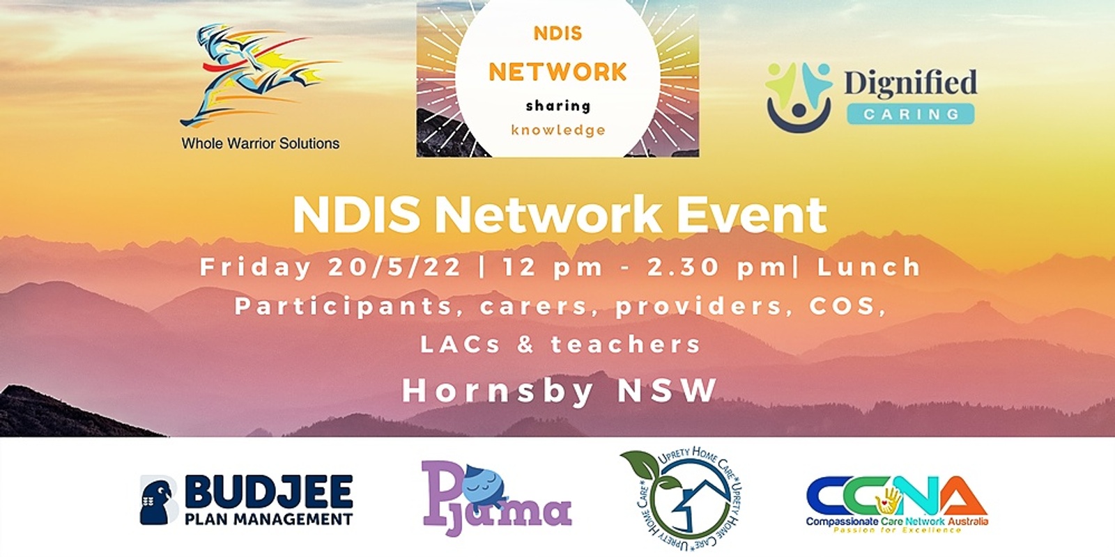 Banner image for Hornsby NDIS Network lunch - participants, providers, carers, COS, LACs & teachers networking
