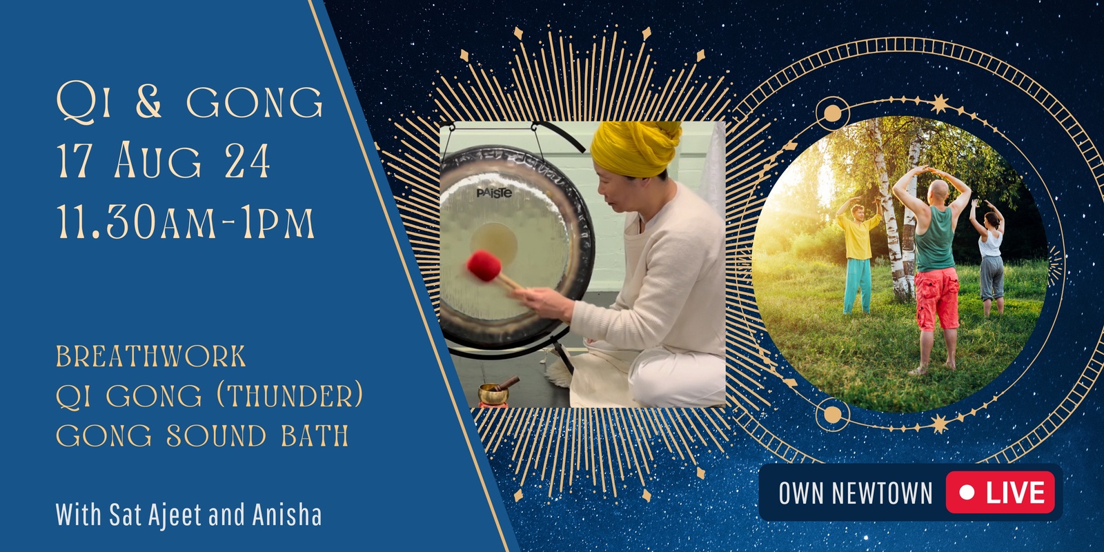 Banner image for Qi & Gong (Thunder ☳): breathwork, qigong, gong bath - Sat 17 Aug