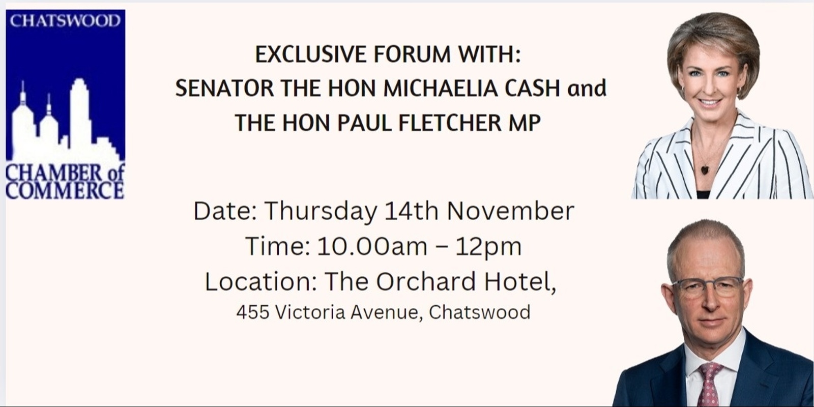 Banner image for Industrial Relations Reform - Exclusive forum with Senator the Hon Michaelia Cash and the Hon Paul Fletcher MP.