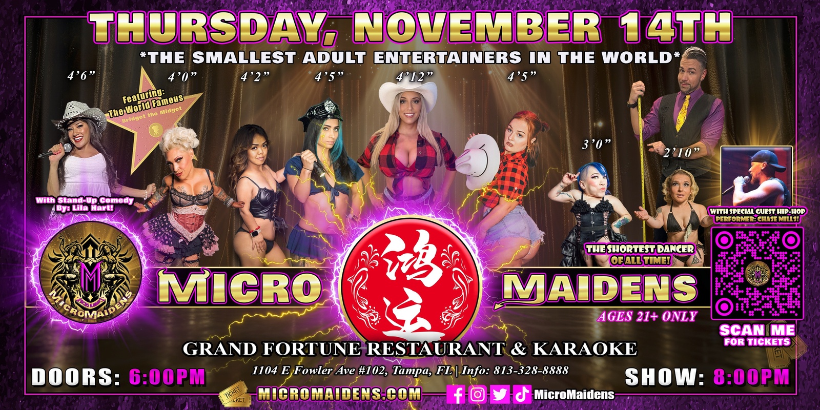 Banner image for North Tampa, FL - Micro Maidens: Dwarf Dancers @ Grand Fortune "The Only Micro Revue in the World!"