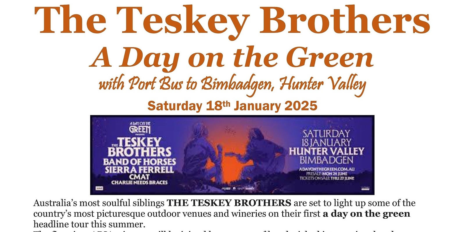 Banner image for The Teskey Brothers | A DAY ON THE GREEN