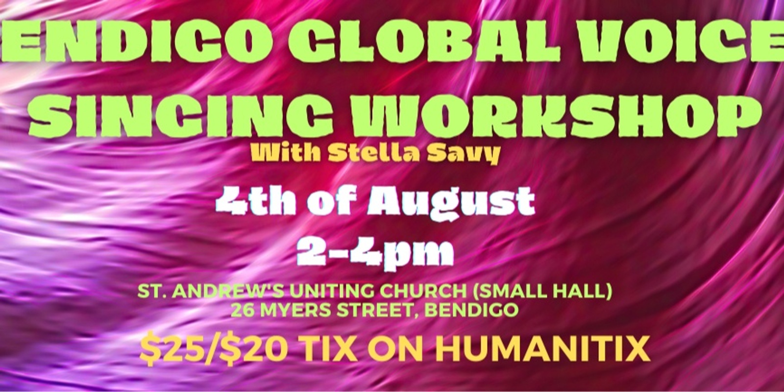 Banner image for 4th of Aug Bendigo Global Voices Singing Workshop 