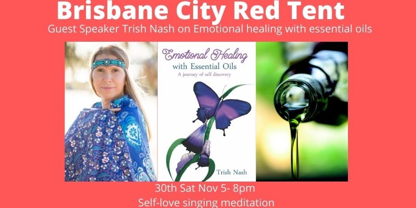 Banner image for Brisbane City Red Tent Nov - Trish Nash Emotional Healing with Essential Oils