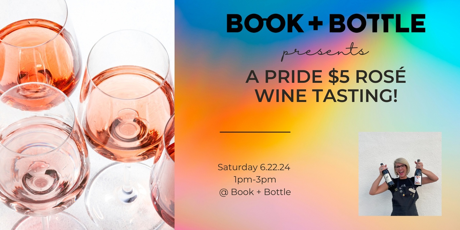 Banner image for Book + Bottle Presents: A Pride $5 Rosé Wine Tasting!