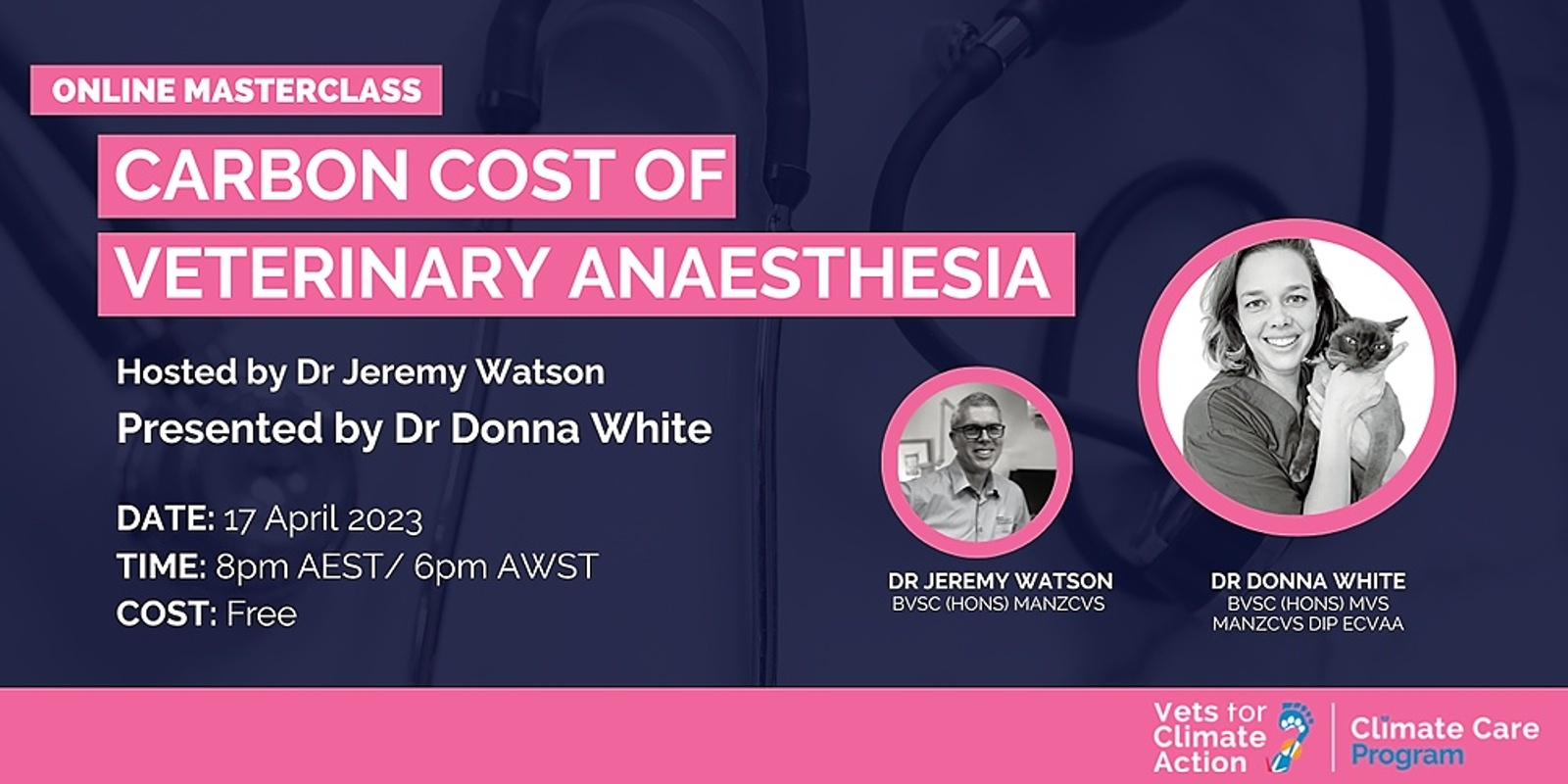 Banner image for Vets for Climate Action Masterclass - Carbon Cost of Veterinary Anaesthesia