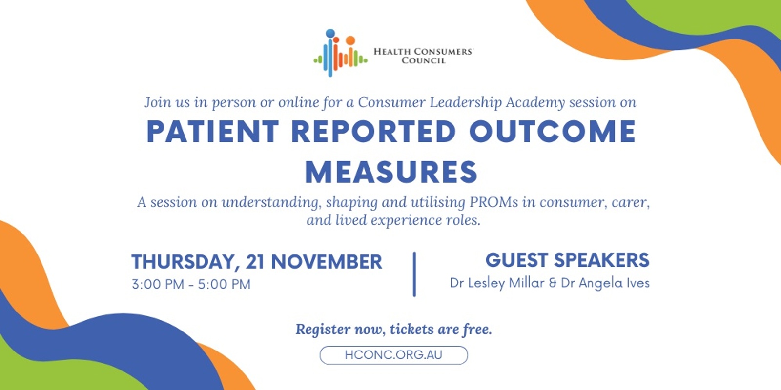 Banner image for Consumer Leadership Academy Session - Patient Reported Outcome Measures