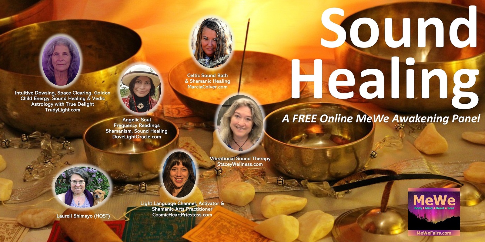 Banner image for Sound Healing, a Free Online MeWe Panel of Discussion + Answers & Healing to Questions from the Audience 9-26-24