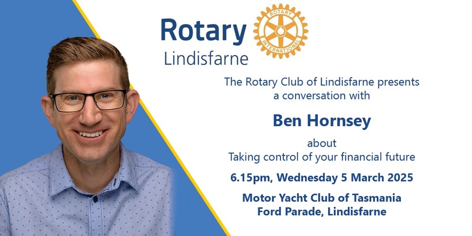 Banner image for Rotary Club of Lindisfarne Talks - Ben Hornsey