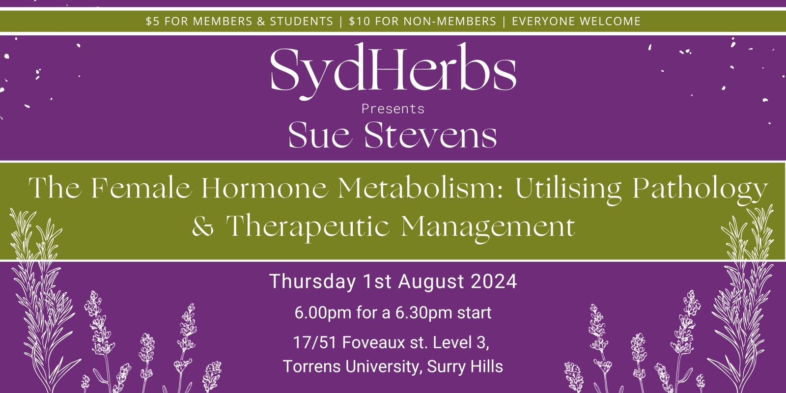 Banner image for SydHerbs Presents ~ Sue Stevens ~ The female hormone metabolism: utilising pathology and therapeutic management