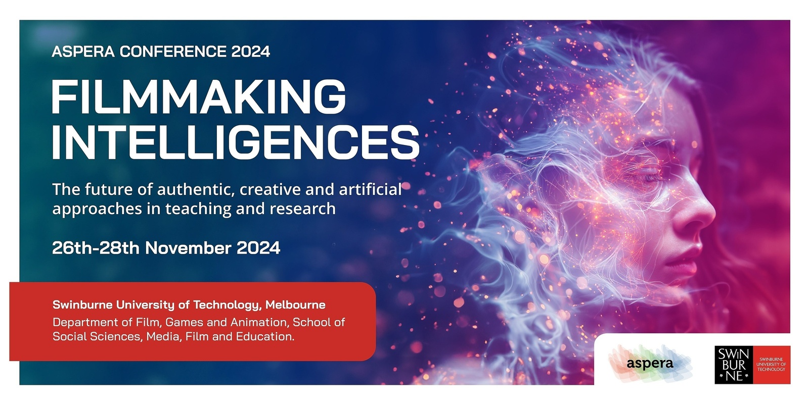 Banner image for ASPERA 2024 Filmmaking Intelligences at Swinburne University of Technology