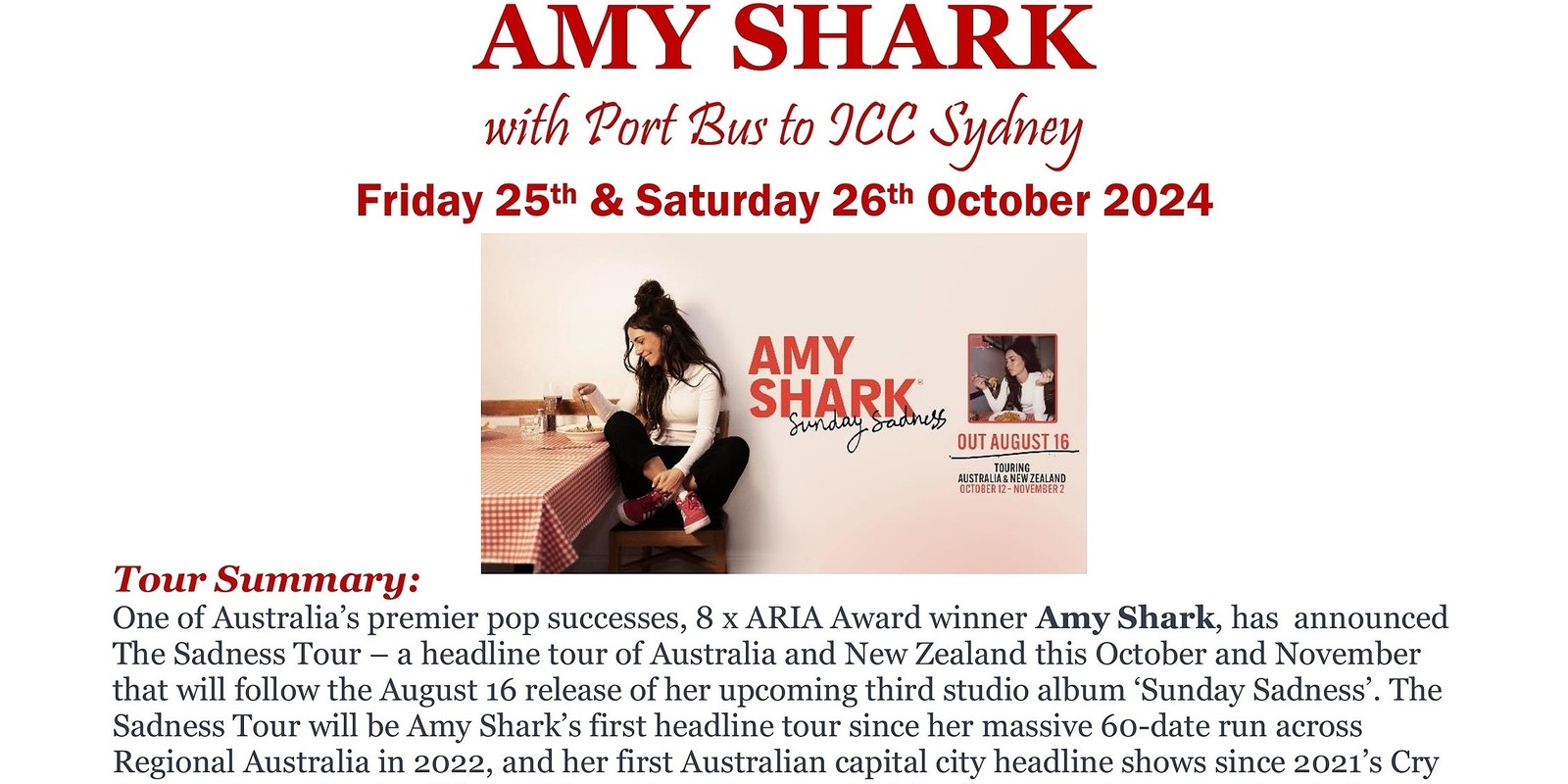 Banner image for AMY SHARK | Sunday Sadness Tour