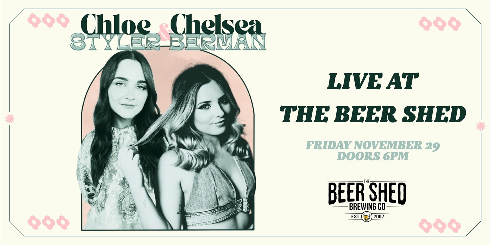 Banner image for Chloe Styler & Chelsea Berman Live at The Beer Shed