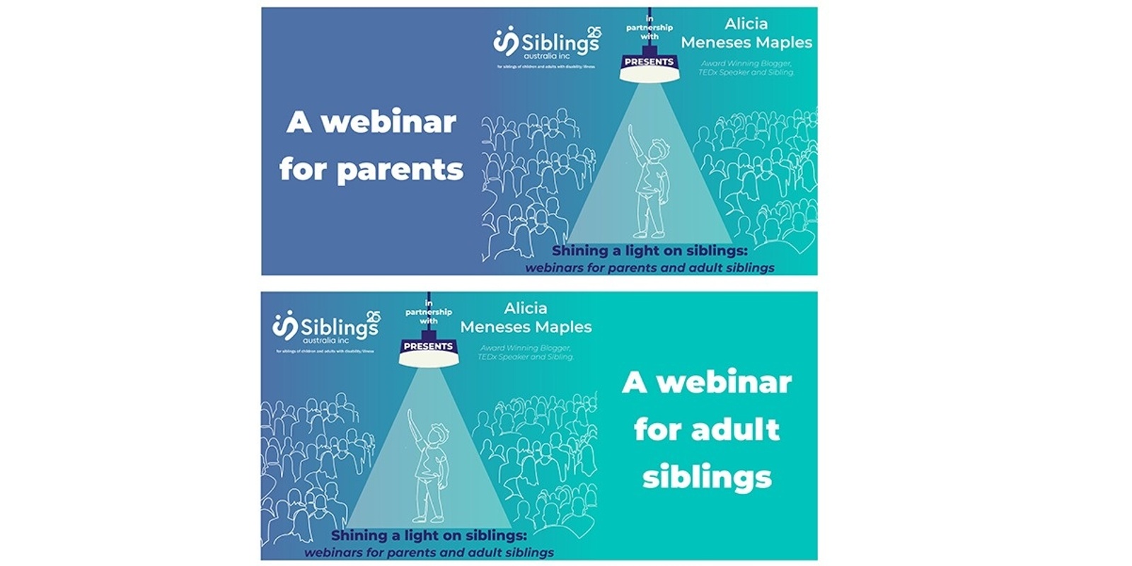 Banner image for Shining a light on sibling support - parent OR adult sibling webinar recordings