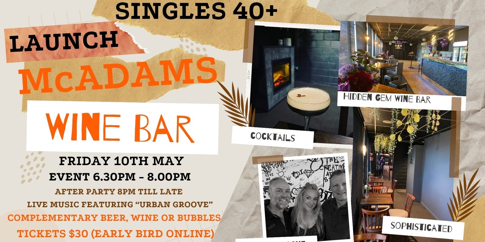 Banner image for Single Over 40 | Launch Wine Bar | Complementary Drink Arrival | Melbourne Singles Social Meetup Events | Live Music | Food Available |
