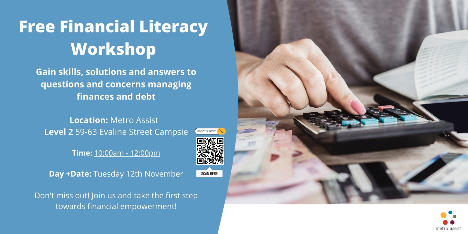 Banner image for Free Financial Literacy Workshop for Families @ Metro Assist Campsie 