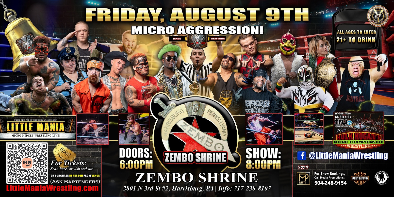 Banner image for Harrisburg, PA - Micro-Wrestling All * Stars @ Zembo Shrine: Little Mania Rips Through the Ring!
