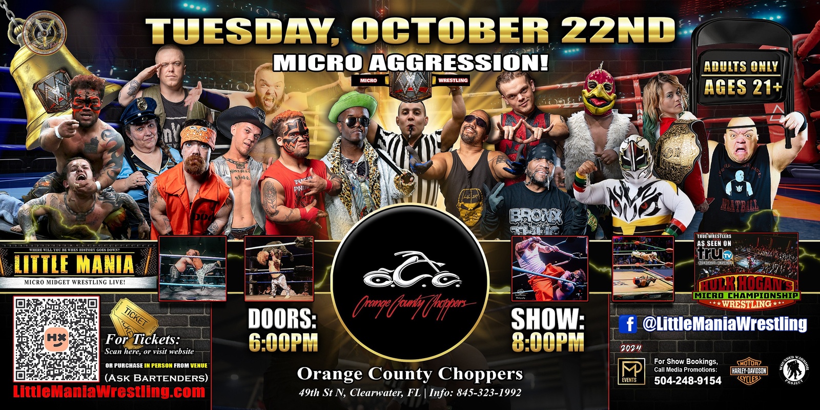 Banner image for Pinellas Park, FL - Micro Wrestling All * Stars @ Orange County Choppers: Little Mania Wrestling Rips through the Ring