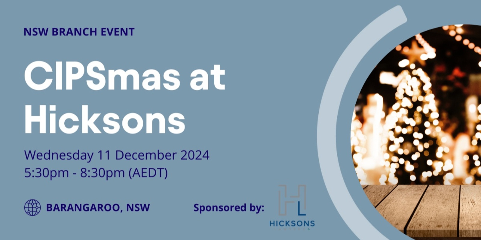 Banner image for NSW Branch - CIPSmas at Hicksons 