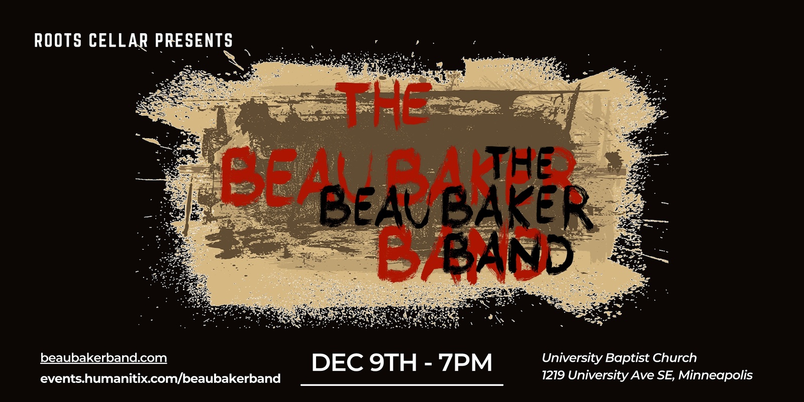 Banner image for Beau Baker Band - December 9th at 7pm at the Roots Cellar