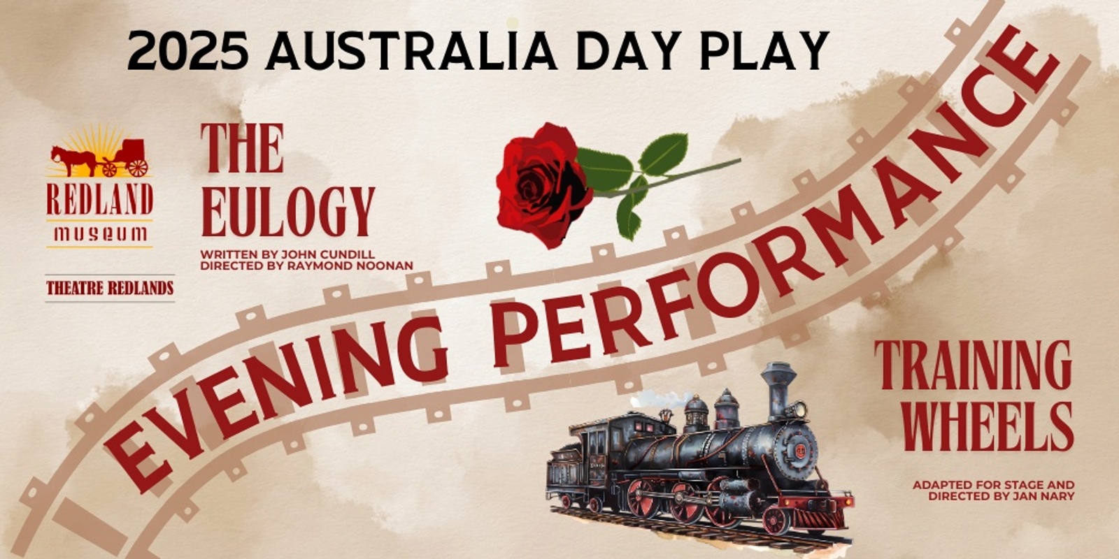 Banner image for 2025 Australia Day Play (Evening) - The Eulogy & Training Wheels