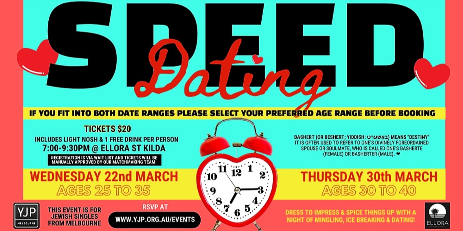 YJP Speed Dating | AGES 25 to 35 & 30 to 40 | March 2023 