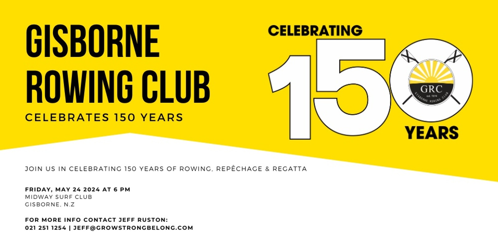 Banner image for Gisborne Rowing Club 150th Birthday Celebration