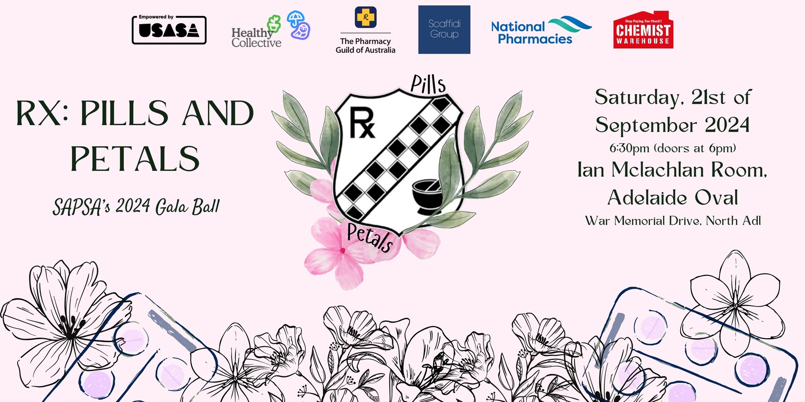 Banner image for Rx: Pills and Petals - SAPSA's 2024 Pharmacy Ball