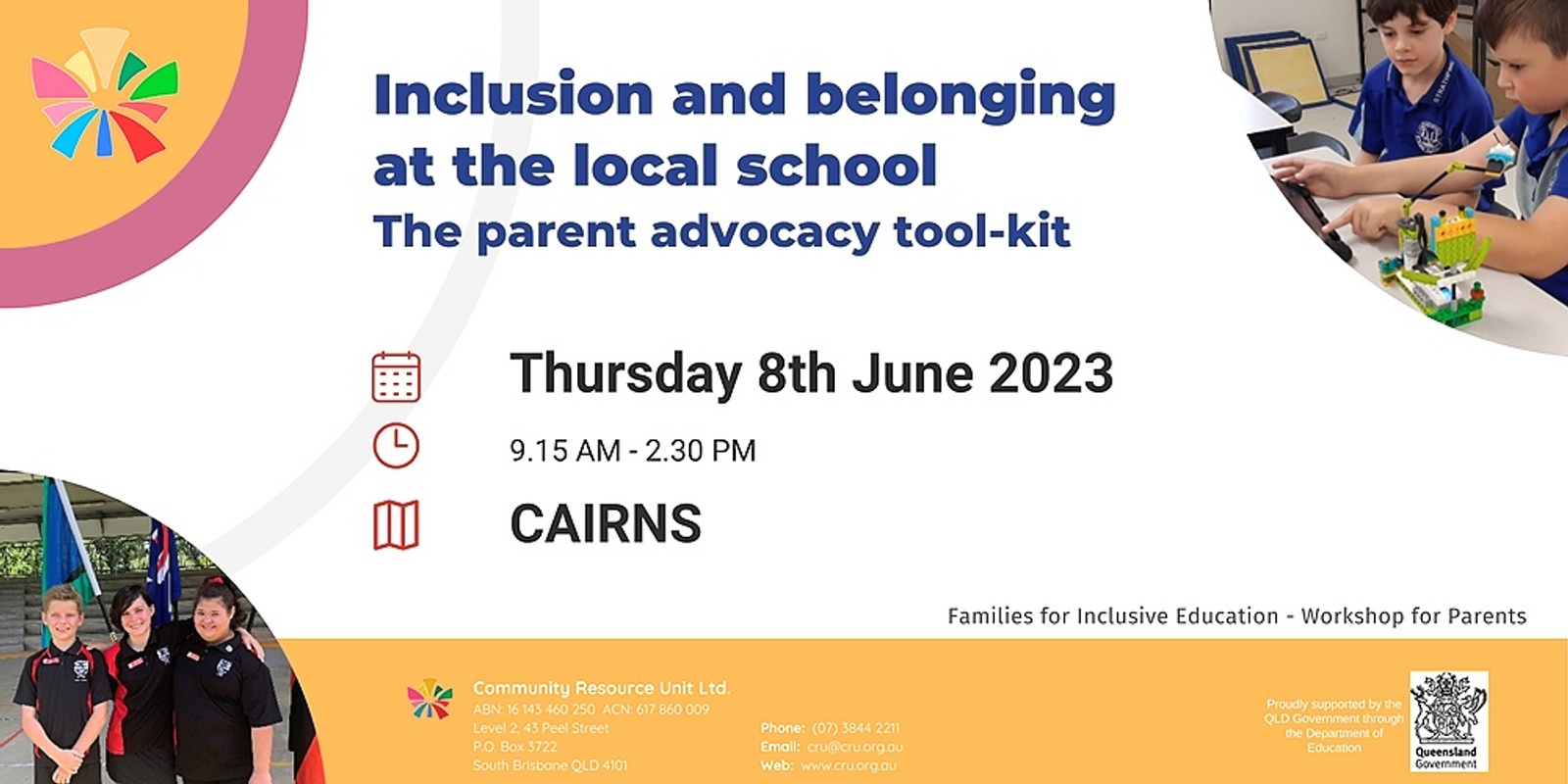 Banner image for CAIRNS: "Inclusion and belonging at the local school:  The parent advocacy tool-kit" - 8 June 