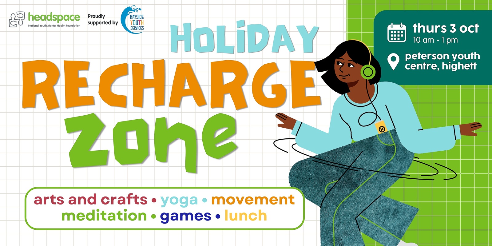 Banner image for free school holiday program | ⚡ recharge zone