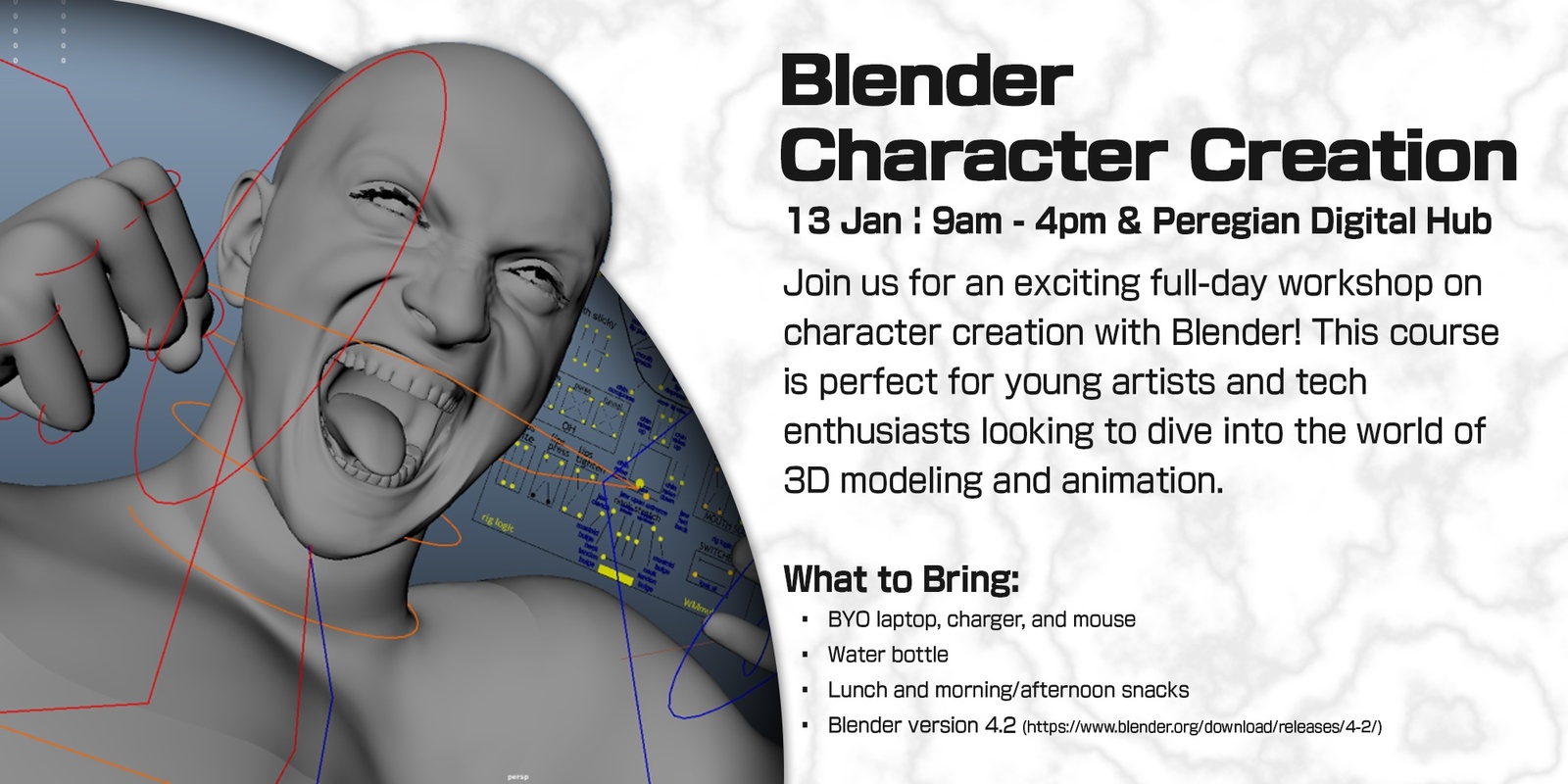 Banner image for Peregian Digital Hub: Create Your Own Character in Blender for Begginers